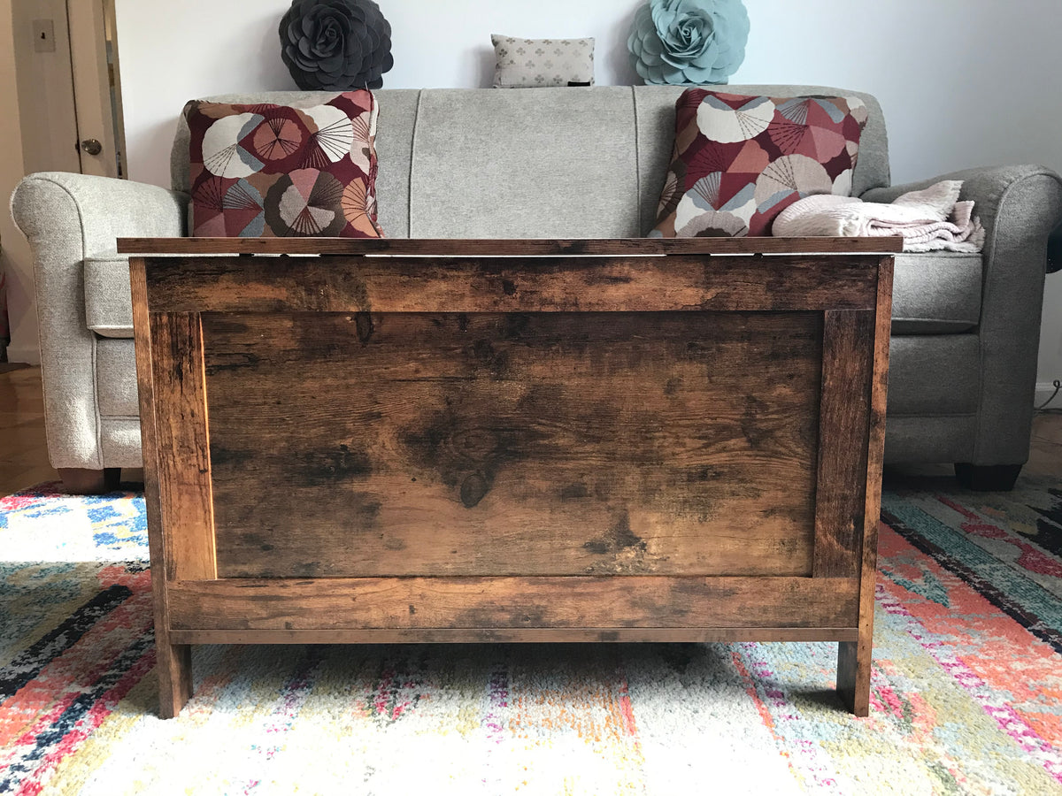 Storage Chest Sturdy Entryway Storage Bench, Wood Look Accent Furniture, Easy Assembly Oak White - HWLEXTRA