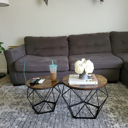 Nesting Table Set of 2 Rustic Brown and Black - HWLEXTRA