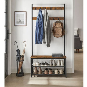 Coat Rack, Hall Tree with Shoe Storage Bench, Entryway Bench with Shoe Storage