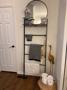 Blanket Ladder, Wall Leaning Blanket Rack with Shelf, Ladder Shelf Stand, Towel Rack Decorative