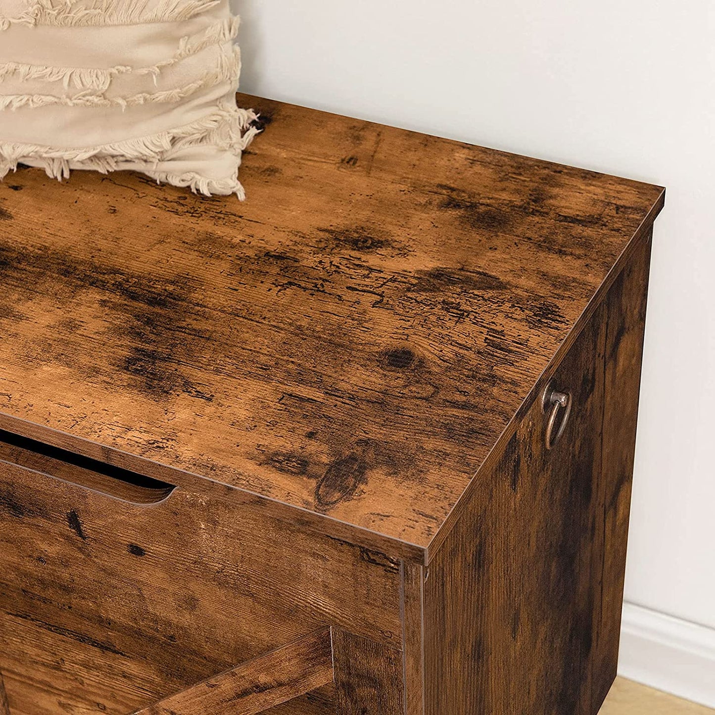 Storage Chest, Retro Toy Box Organizer with U-Shaped Cut-Out Pull, Storage Bench