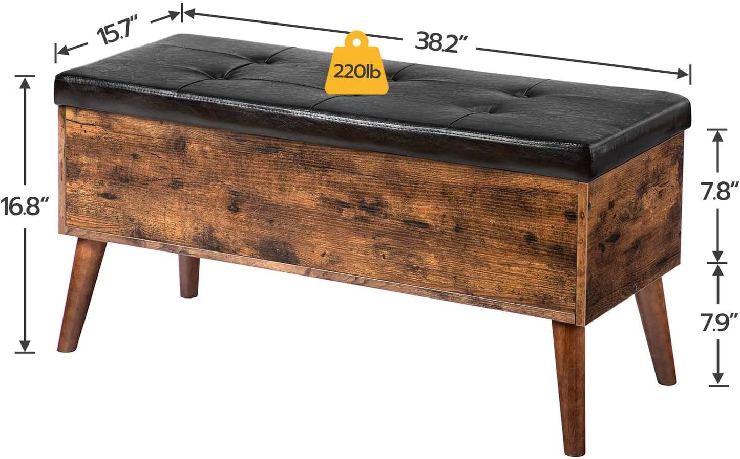 Storage Bench with Storage, Entryway Bench with Leather Seat, Flip Top Storage Chest