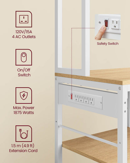 Bakers Rack with Charging Station