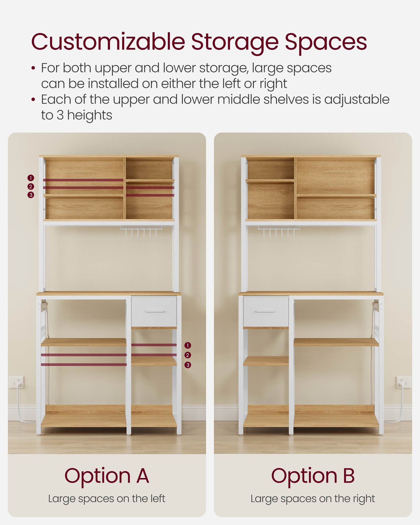 Bakers Rack with Charging Station