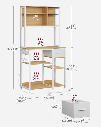 Bakers Rack with Charging Station