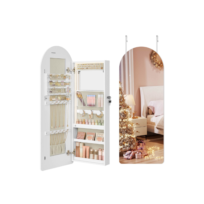 Wide LED Jewelry Cabinet Wall/Door Mounted