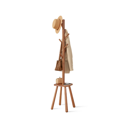 Free Standing Coat Stand with 8 Hooks and Storage Shelf - HWLEXTRA 