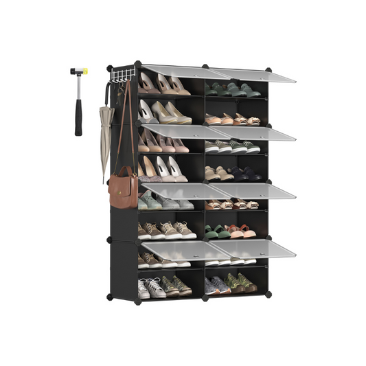 8 Cubes Shoe Organizer with Doors, Holds Up to 32 Pair of Shoes - HWLEXTRA 