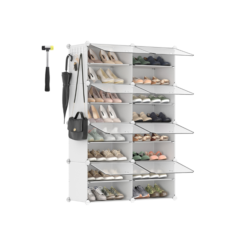 8 Cubes Shoe Organizer with Doors, Holds Up to 32 Pair of Shoes - HWLEXTRA 