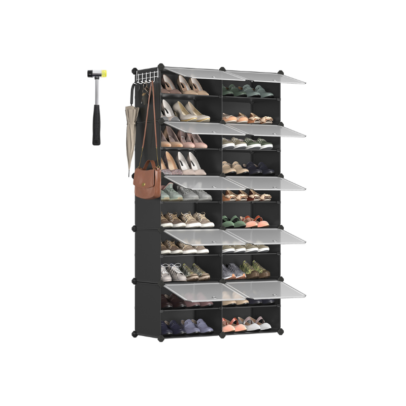 10 Cubes Shoe Organizer with Doors, Holds Up to 40 Pair of Shoes - HWLEXTRA 