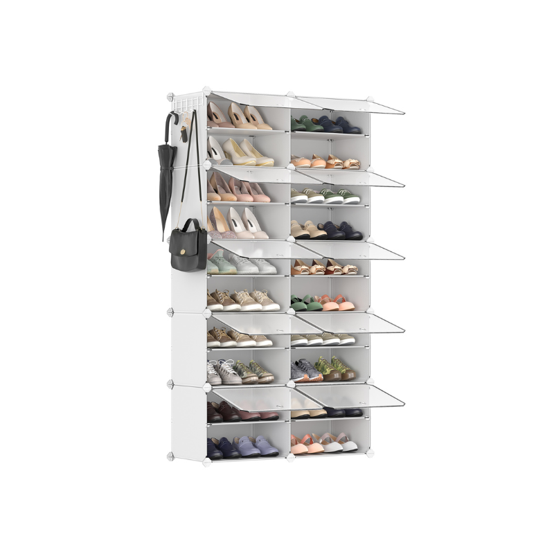 10 Cubes Shoe Organizer with Doors, Holds Up to 40 Pair of Shoes - HWLEXTRA 