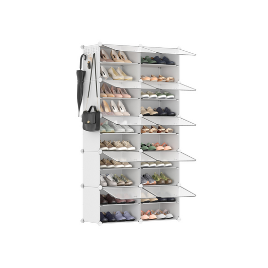 10 Cubes Shoe Organizer with Doors, Holds Up to 40 Pair of Shoes - HWLEXTRA 