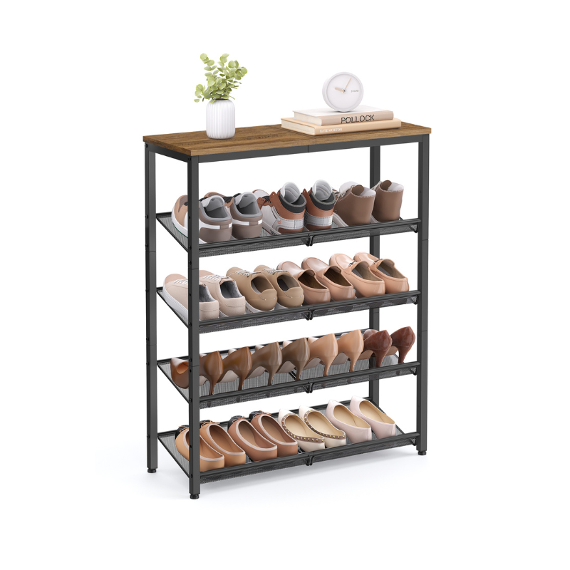 5-Tier Shoe Rack with Storage Shelves and Spacious Top - HWLEXTRA 