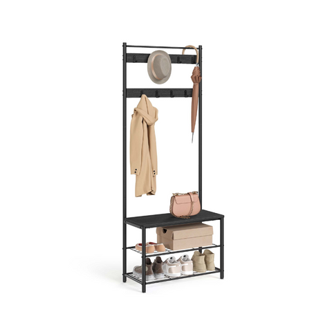 Coat Rack, Hall Tree with Shoe Storage Bench