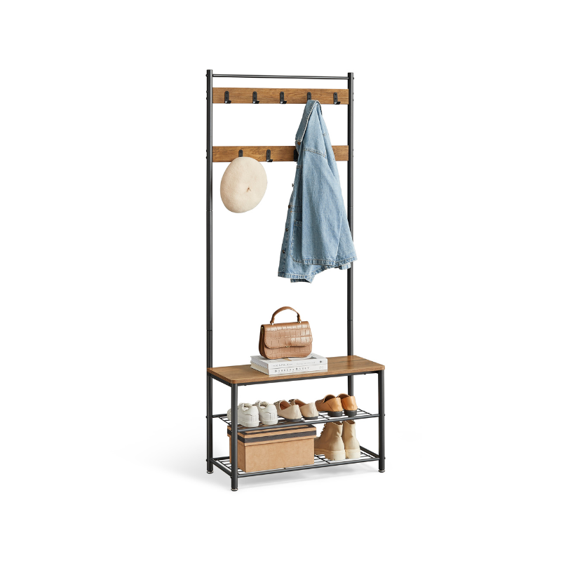 Coat Rack with Shoe Storage Bench