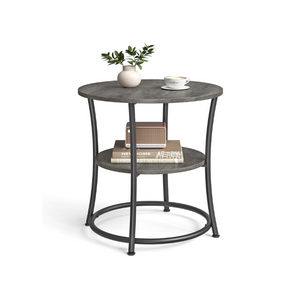 Round End Table with 2 Shelves