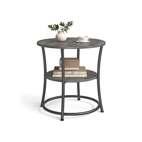 Round End Table with 2 Shelves