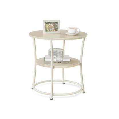 Round End Table with 2 Storage Shelves