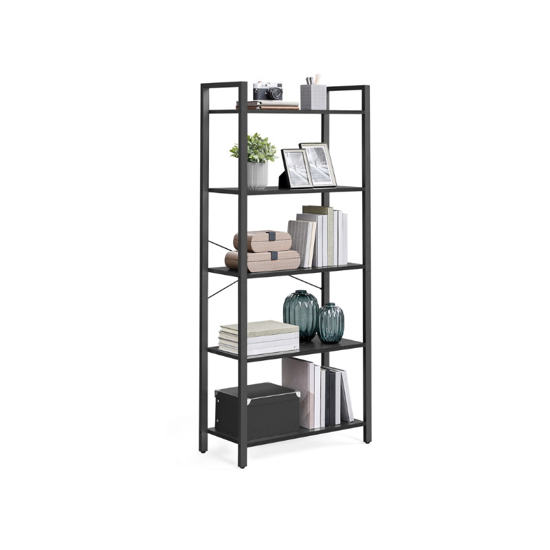 5-Tier Bookshelf with Steel Frame - HWLEXTRA 