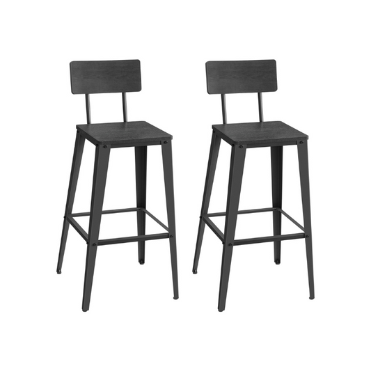 Set of 2 Tall Bar Stools with Back - image 1