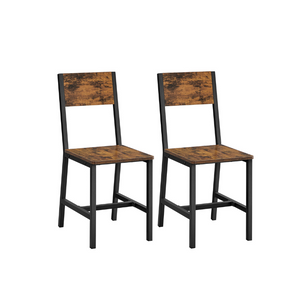Dining Chair Set of 2, Industrial Accent Chairs, Steel Frame, for Dining Room, Living Room, Kitchen, Rustic Brown and Black