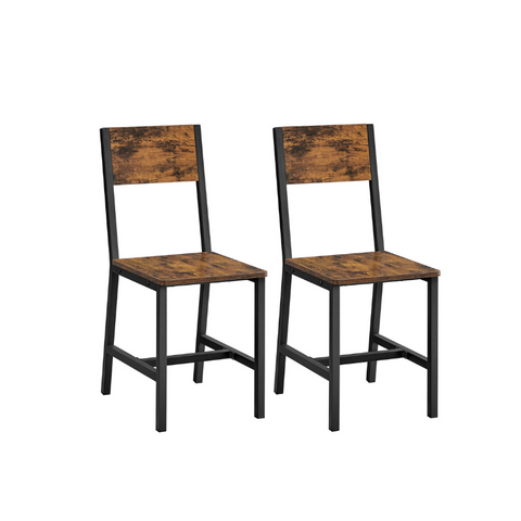 Dining Chair Set of 2, Industrial Accent Chairs, Steel Frame, for Dining Room, Living Room, Kitchen, Rustic Brown and Black