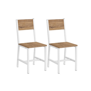 Dining Chair Set of 2, Rustic Wood Chairs with Metal Steel Frame