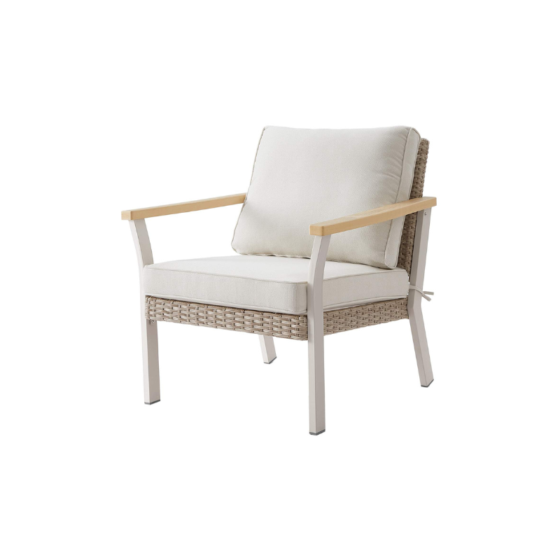 Sencillo Collection - Outdoor Steel Lounge Chair, Bone Color