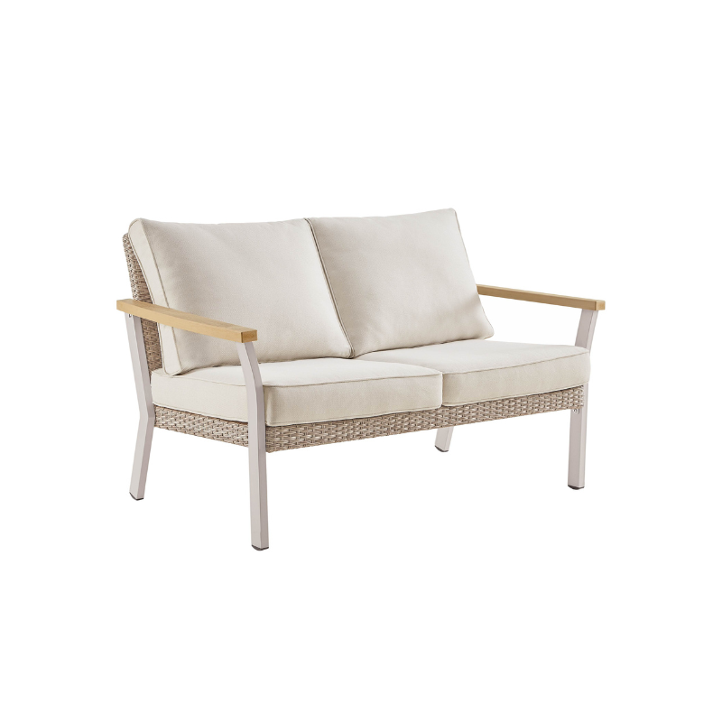 Sencillo Collection - Outdoor Steel Loveseat, 2-Seat Sofa, Bone Color