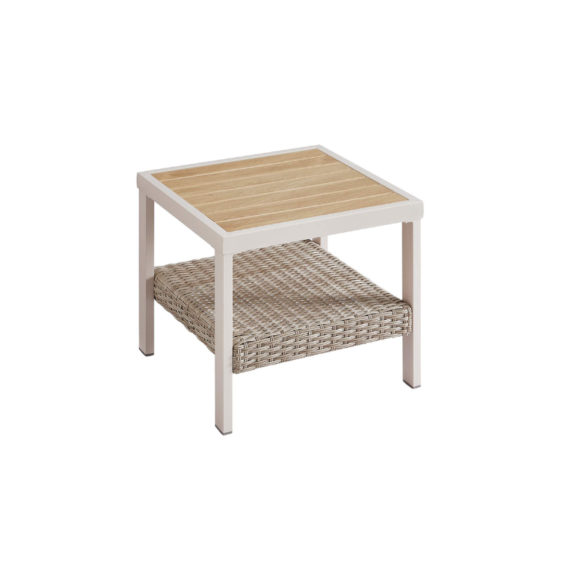 Sencillo Collection - Outdoor Steel Side Table, Bone Color