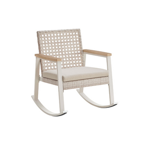 Sencillo Collection - Outdoor Steel Rocking Chair, Bone Color