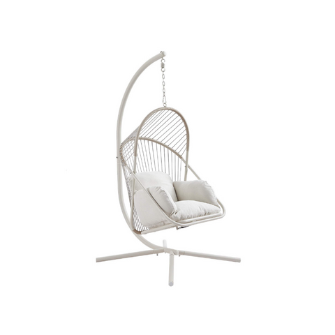 Sencillo Collection -Outdoor Steel Egg Chair, Bone Color