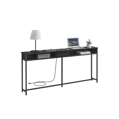 70 Inch Console Table with Outlet and Shelves - image 9