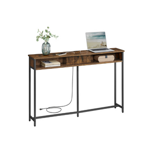 Console Table with Outlet and Shelves