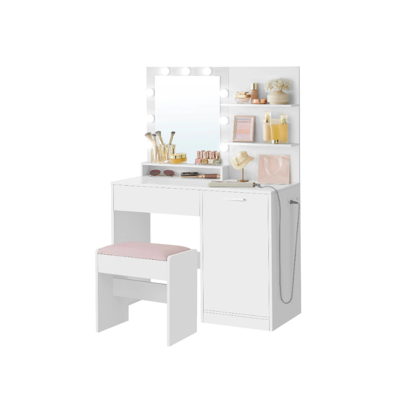 Vanity Desk with Mirror and Lights