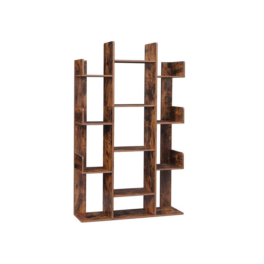 Bookshelf, Tree-Shaped Bookcase with 13 Storage Shelves, Rounded Corners