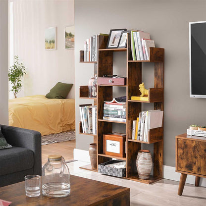 Bookshelf, Tree-Shaped Bookcase with 13 Storage Shelves, Rounded Corners