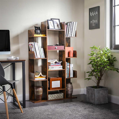 Bookshelf, Tree-Shaped Bookcase with 13 Storage Shelves, Rounded Corners