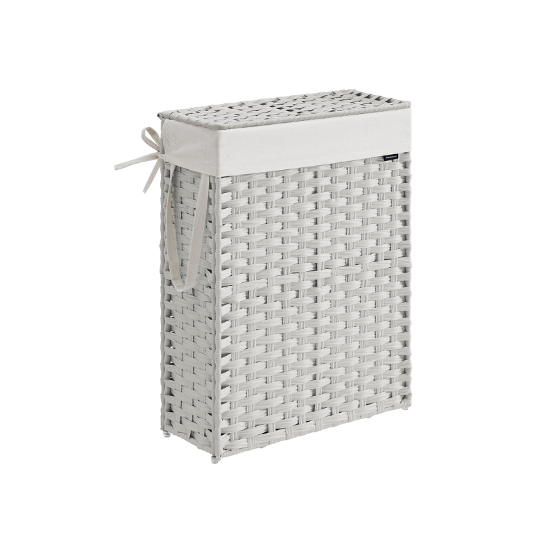 Slim Rattan Laundry Hamper with Lid and Handles, 14.5 Gallon (55L) - HWLEXTRA 