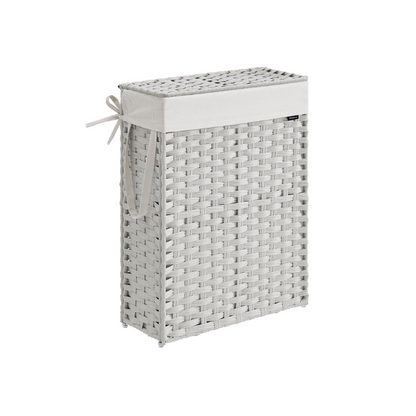 Slim Rattan Laundry Hamper with Lid and Handles, 14.5 Gallon (55L) - HWLEXTRA 