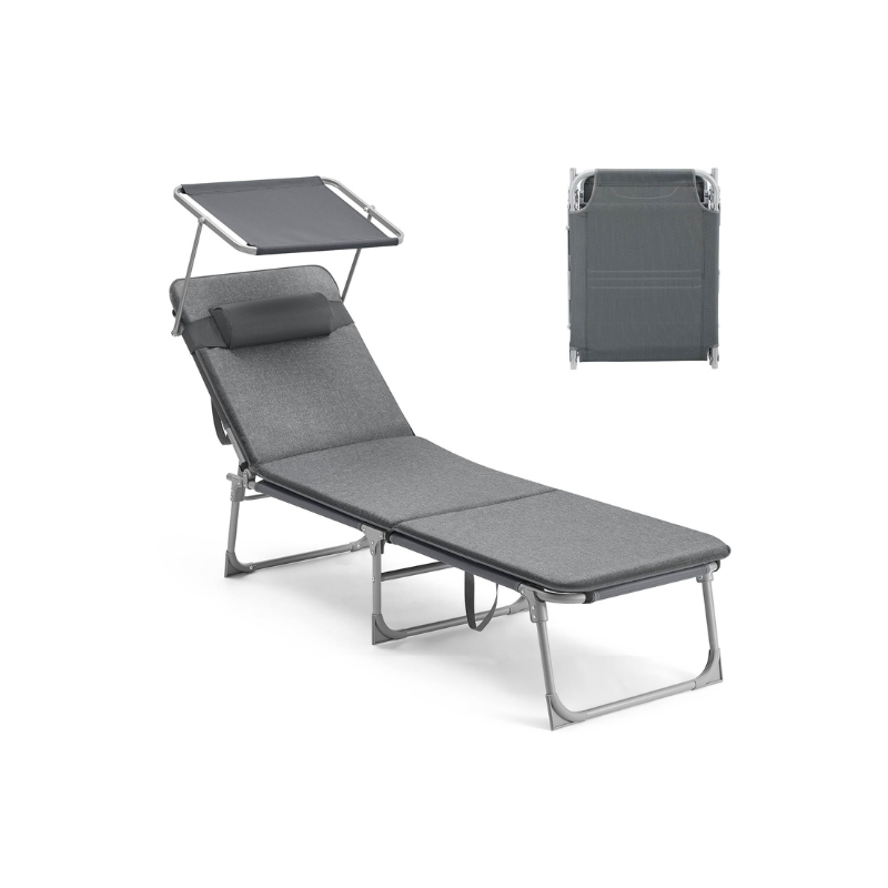 Patio Lounge Beach Chair with Mattress for Adults