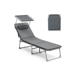 Patio Lounge Beach Chair with Mattress for Adults