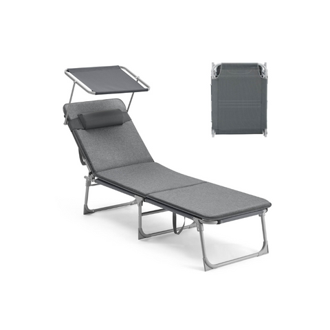 Patio Lounge Beach Chair with Mattress for Adults