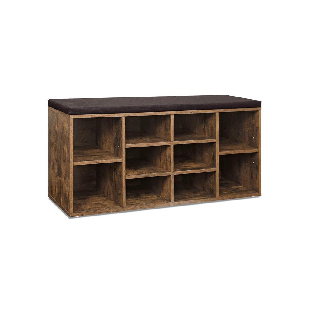 Cubbie Shoe Cabinet Storage Bench with Cushion | Adjustable Shelves