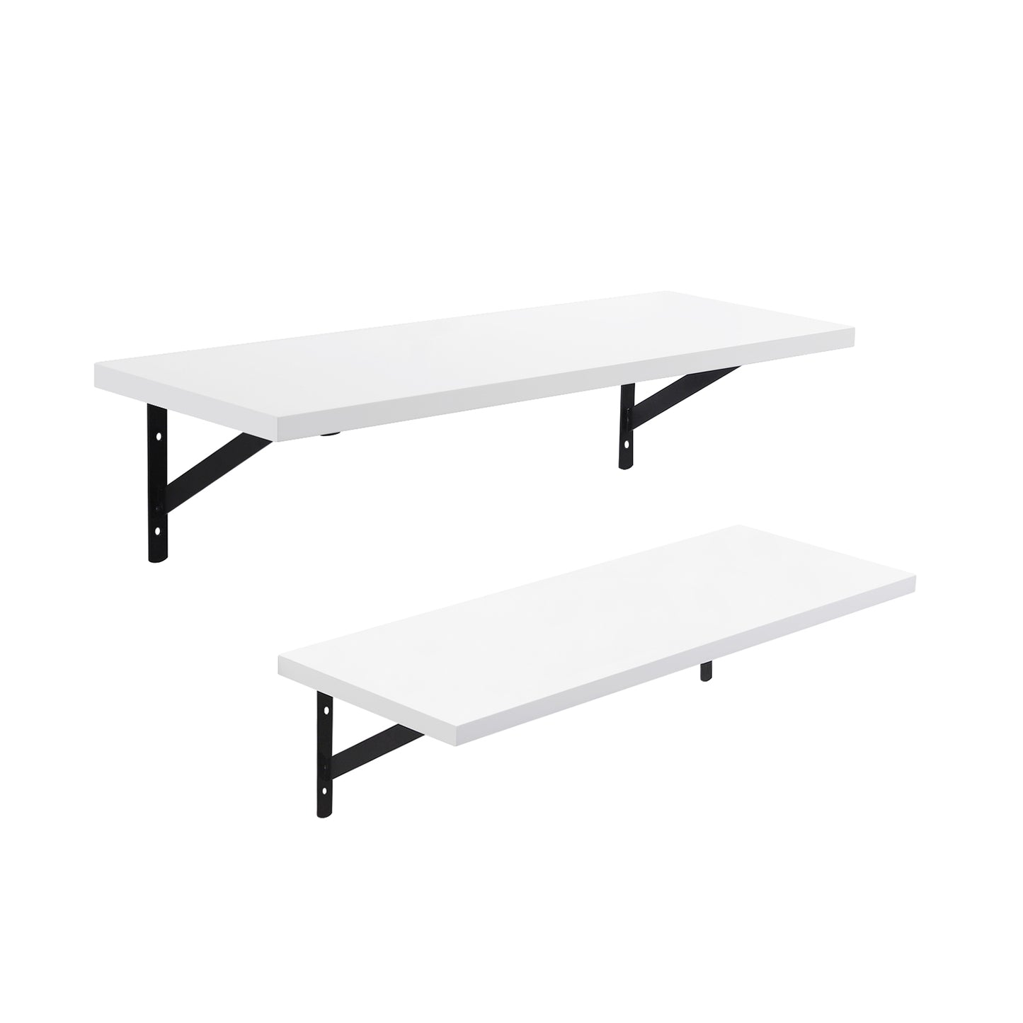 Floating Shelves Set of 2 Wall Shelves 60 x 21 x 14 cm White - image 2
