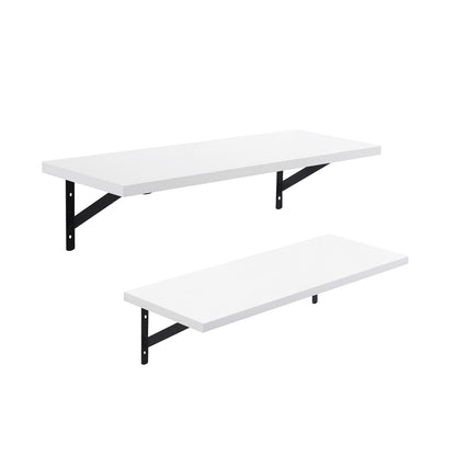 Floating Shelves Set of 2 Wall Shelves 60 x 21 x 14 cm White - image 2