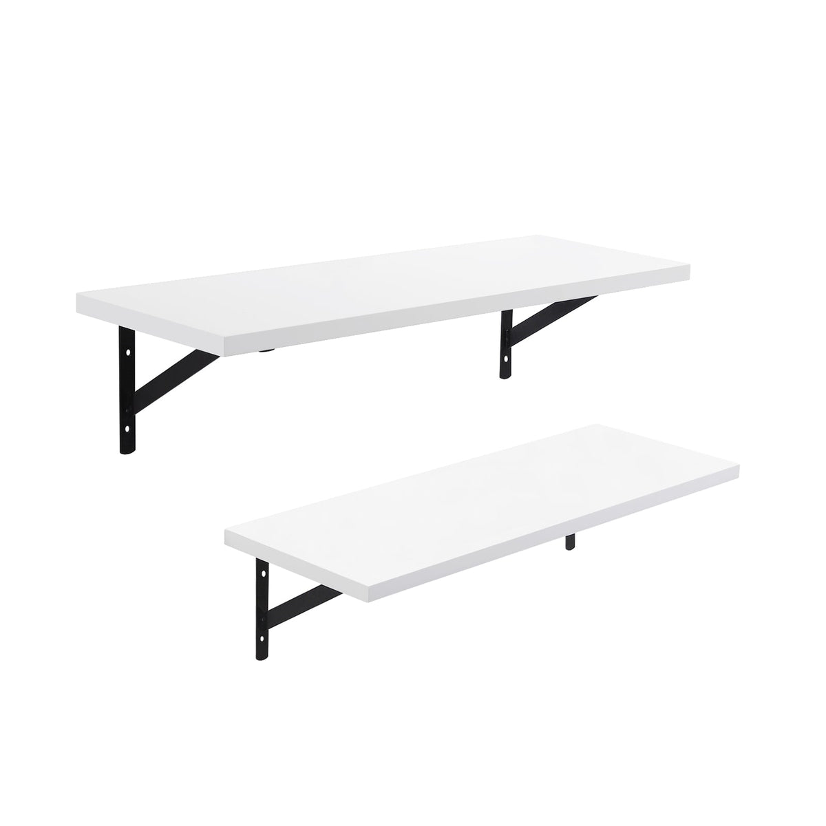 Floating Shelves Set of 2 Wall Shelves 60 x 21 x 14 cm White - image 1