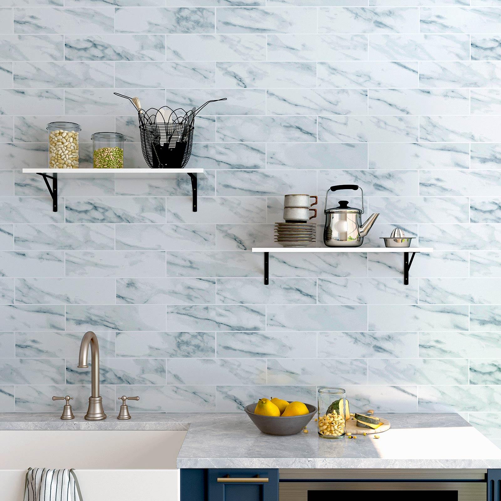 Floating Shelves Set of 2 Wall Shelves 60 x 21 x 14 cm White - image 3
