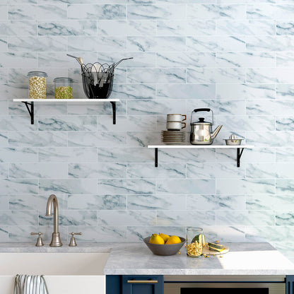 Floating Shelves Set of 2 Wall Shelves 60 x 21 x 14 cm White - image 3