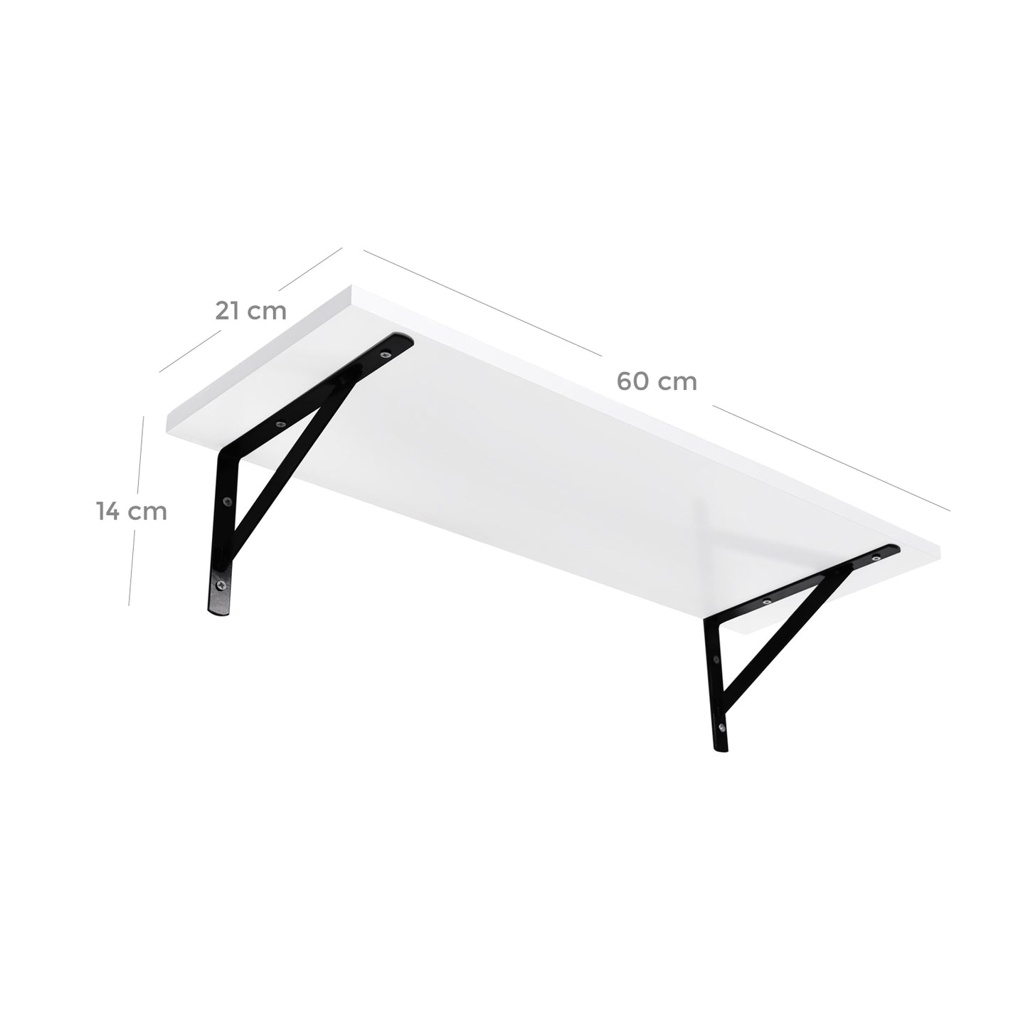 Floating Shelves Set of 2 Wall Shelves 60 x 21 x 14 cm White - image 5